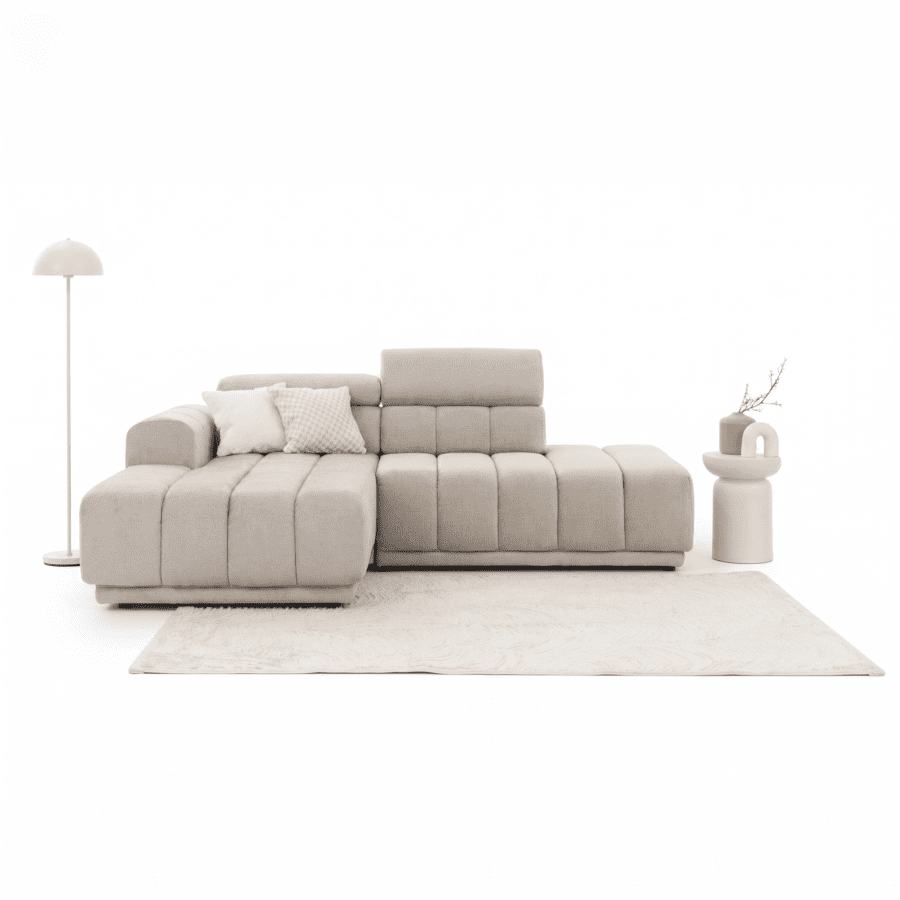 LUNØ  hjørnesofa 240x180 med to ottomaner og opbevarinsrum