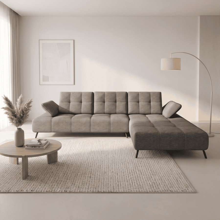 DOMINIK hjørnesofa 280×180 cm – med justerbar ryglænsdybde