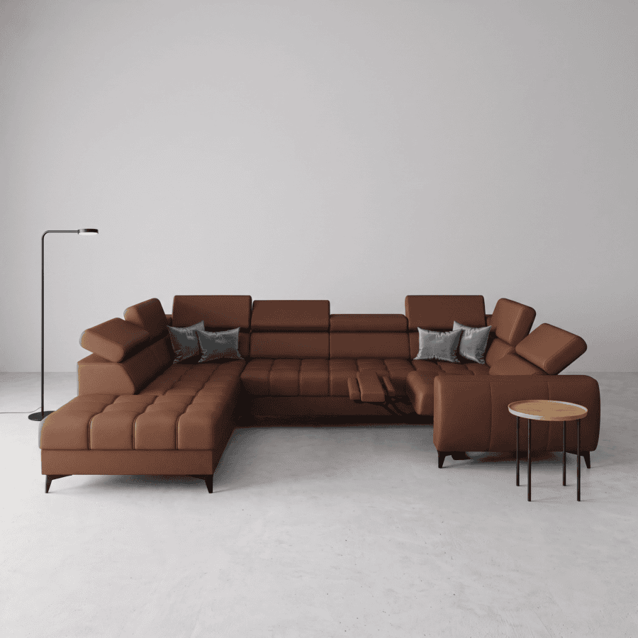 LÆDER POLA MAX 1 RELAX  225x350x195– HJØRNESOFA MED SOVEFUNKTION